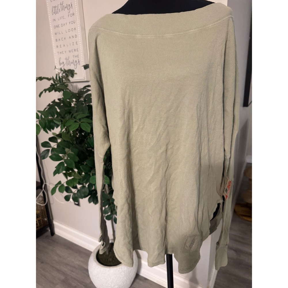 Free People Movement Under The Stars Pullover Greyed Olive Open Back Thermal S